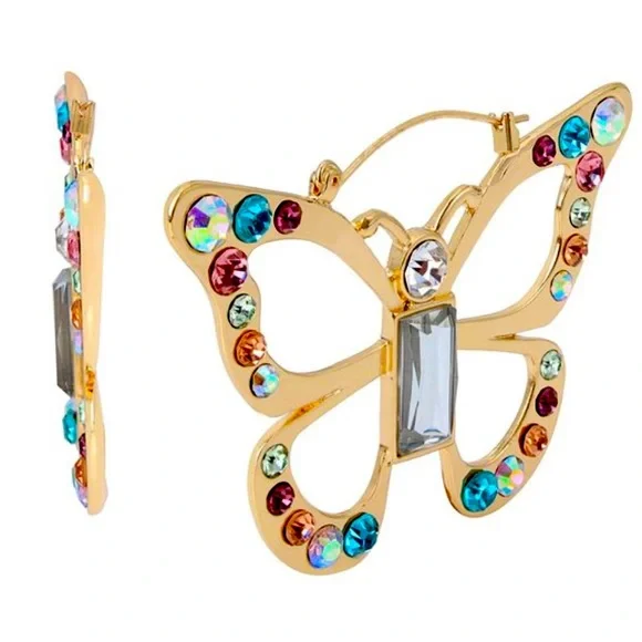 New BETSEY JOHNSON, Butterfly Hoop Earrings